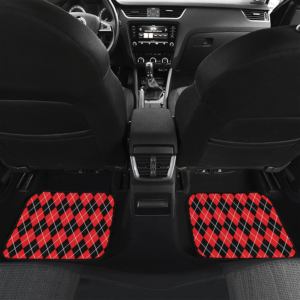 Black And Red Argyle Pattern Print Front and Back Car Floor Mats