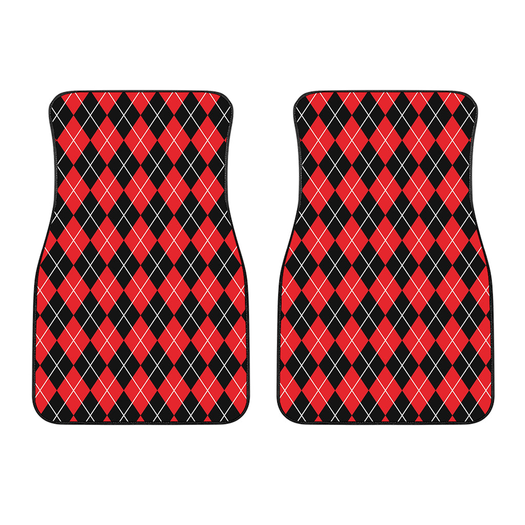 Black And Red Argyle Pattern Print Front Car Floor Mats