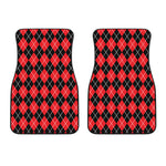 Black And Red Argyle Pattern Print Front Car Floor Mats