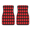 Black And Red Argyle Pattern Print Front Car Floor Mats