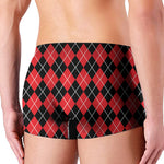 Black And Red Argyle Pattern Print Men's Boxer Briefs