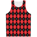 Black And Red Argyle Pattern Print Men's Tank Top