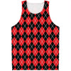 Black And Red Argyle Pattern Print Men's Tank Top