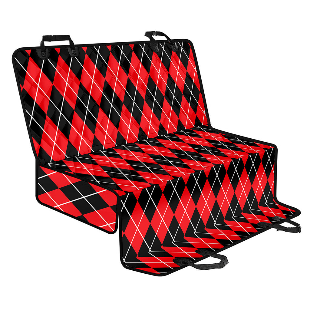 Black And Red Argyle Pattern Print Pet Car Back Seat Cover