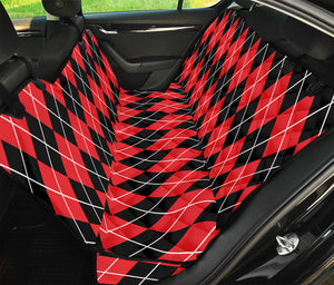 Black And Red Argyle Pattern Print Pet Car Back Seat Cover