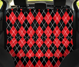 Black And Red Argyle Pattern Print Pet Car Back Seat Cover