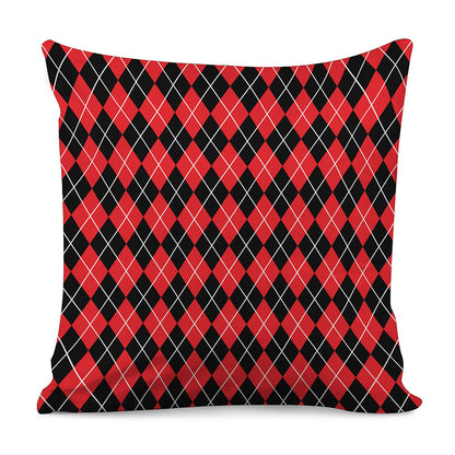 Black And Red Argyle Pattern Print Pillow Cover