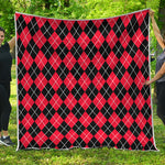 Black And Red Argyle Pattern Print Quilt