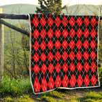 Black And Red Argyle Pattern Print Quilt
