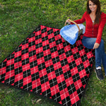 Black And Red Argyle Pattern Print Quilt