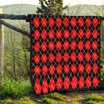 Black And Red Argyle Pattern Print Quilt