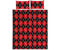 Black And Red Argyle Pattern Print Quilt Bed Set