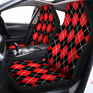 Black And Red Argyle Pattern Print Universal Fit Car Seat Covers