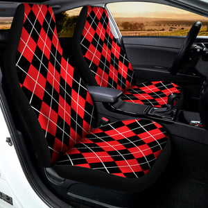 Black And Red Argyle Pattern Print Universal Fit Car Seat Covers