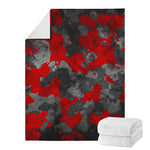 Black And Red Camouflage Print Blanket