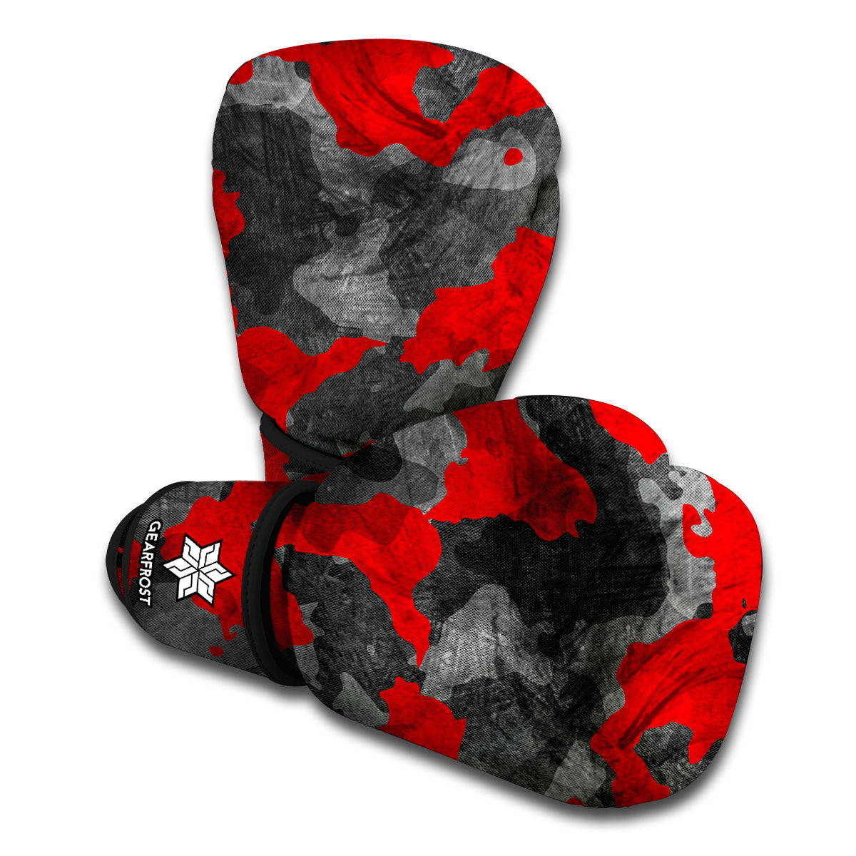 Black And Red Camouflage Print Boxing Gloves