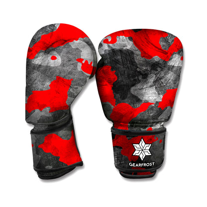 Black And Red Camouflage Print Boxing Gloves