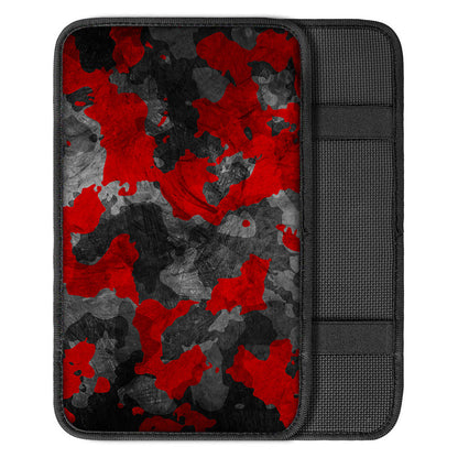 Black And Red Camouflage Print Car Center Console Cover