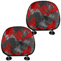 Black And Red Camouflage Print Car Headrest Covers