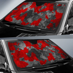 Black And Red Camouflage Print Car Sun Shade GearFrost