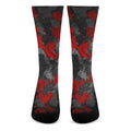 Black And Red Camouflage Print Crew Socks