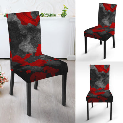 Black And Red Camouflage Print Dining Chair Slipcover