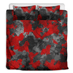 Black And Red Camouflage Print Duvet Cover Bedding Set