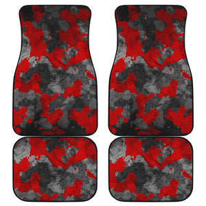 Black And Red Camouflage Print Front and Back Car Floor Mats