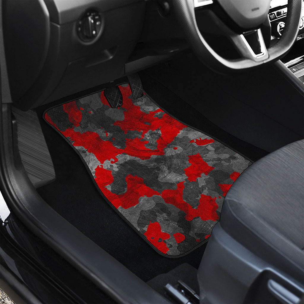 Black And Red Camouflage Print Front and Back Car Floor Mats