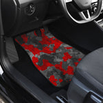 Black And Red Camouflage Print Front Car Floor Mats