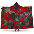 Black And Red Camouflage Print Hooded Blanket