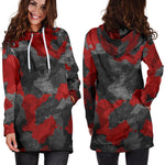 Black And Red Camouflage Print Hoodie Dress GearFrost