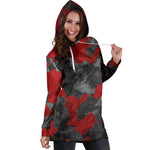 Black And Red Camouflage Print Hoodie Dress GearFrost