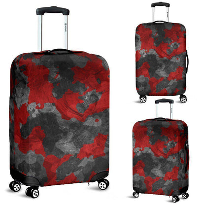 Black And Red Camouflage Print Luggage Cover GearFrost