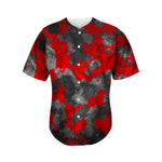 Black And Red Camouflage Print Men's Baseball Jersey