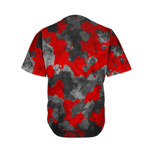 Black And Red Camouflage Print Men's Baseball Jersey