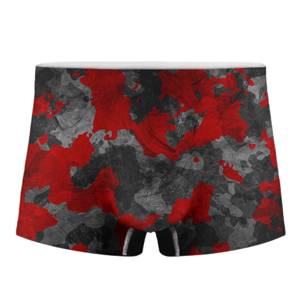 Black And Red Camouflage Print Men's Boxer Briefs