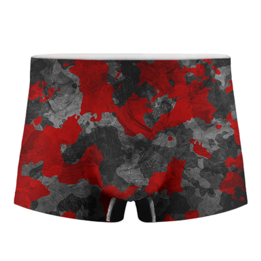 Black And Red Camouflage Print Men's Boxer Briefs