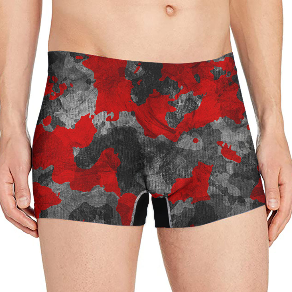 Black And Red Camouflage Print Men's Boxer Briefs
