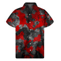 Black And Red Camouflage Print Men's Short Sleeve Shirt