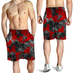 Black And Red Camouflage Print Men's Shorts