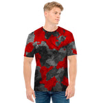Black And Red Camouflage Print Men's T-Shirt