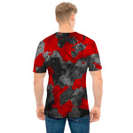 Black And Red Camouflage Print Men's T-Shirt
