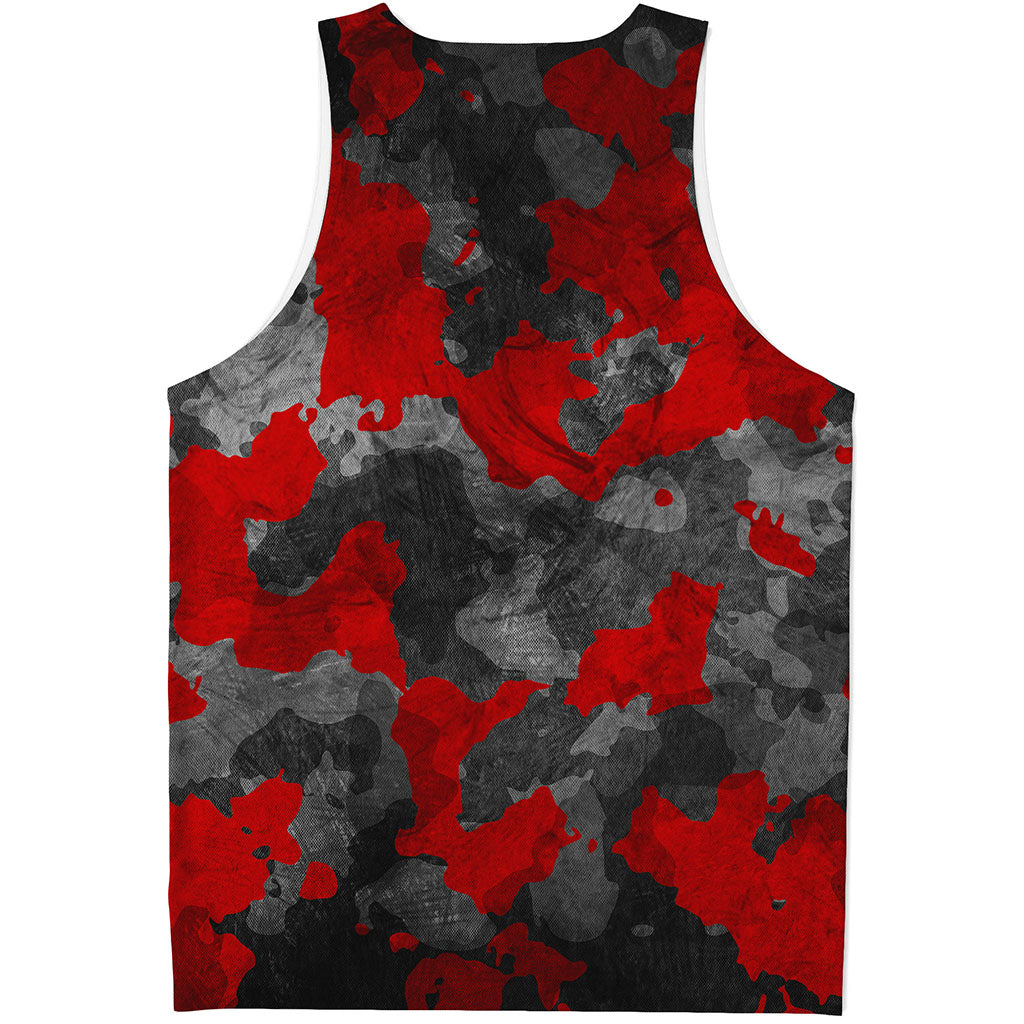 Black And Red Camouflage Print Men's Tank Top
