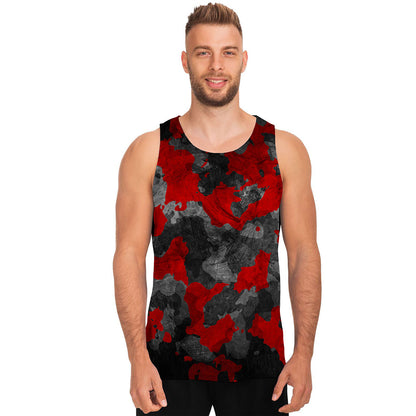 Black And Red Camouflage Print Men's Tank Top