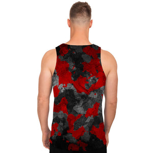 Black And Red Camouflage Print Men's Tank Top