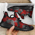 Black And Red Camouflage Print Mesh Knit Shoes