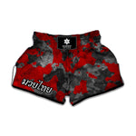 Black And Red Camouflage Print Muay Thai Boxing Shorts