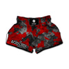 Black And Red Camouflage Print Muay Thai Boxing Shorts