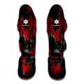 Black And Red Camouflage Print Muay Thai Shin Guards